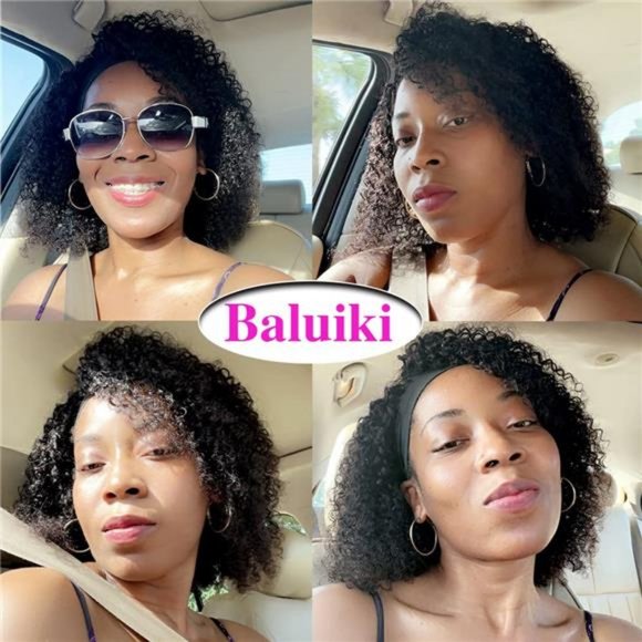 Glueless HeadBand Wig Curly Human Hair Wig None Lace Front Wigs for Black Women main image 4